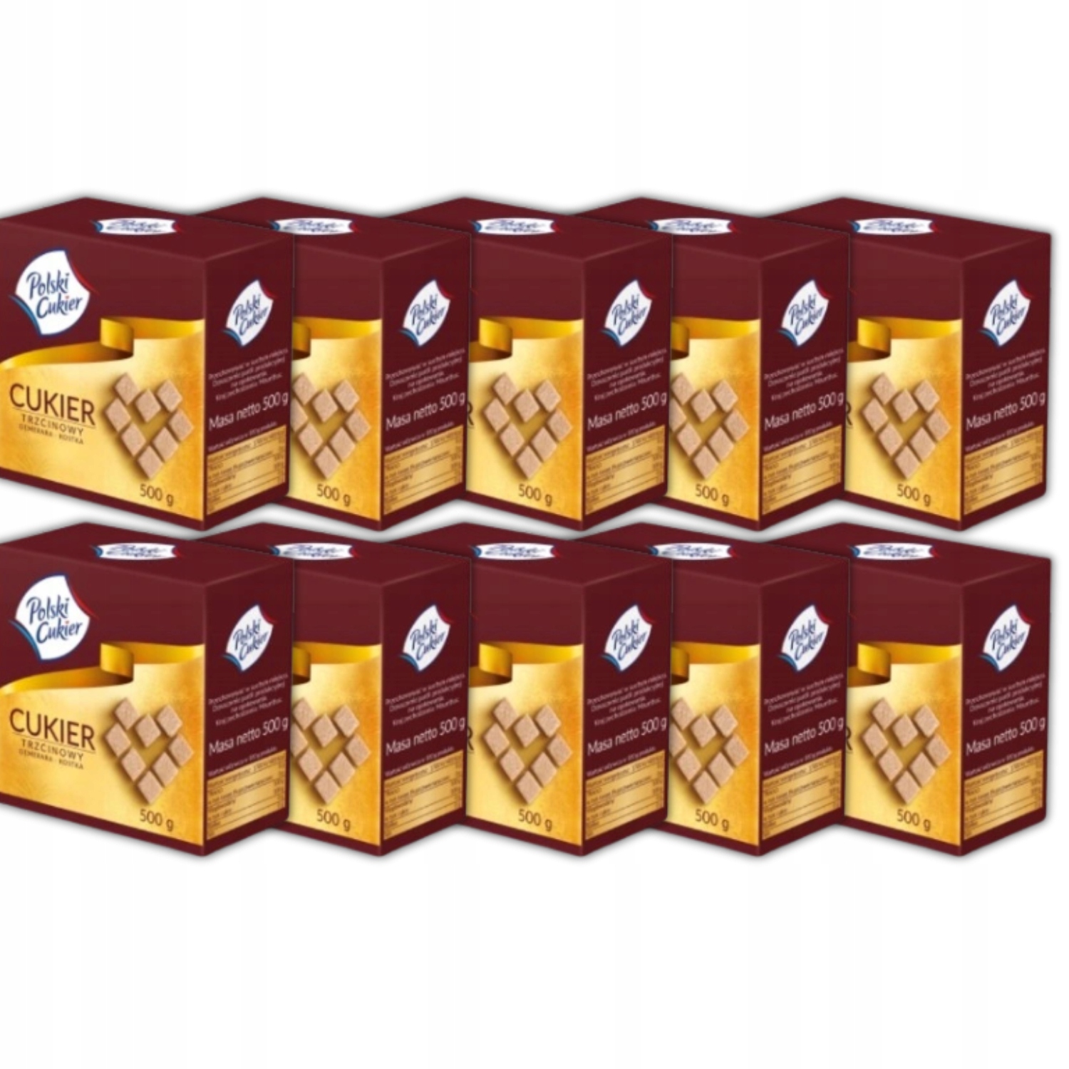 Levně Cukr Třtinový Hnědý Kostka 500 g x 10 ks 5 kg Cukr Polský