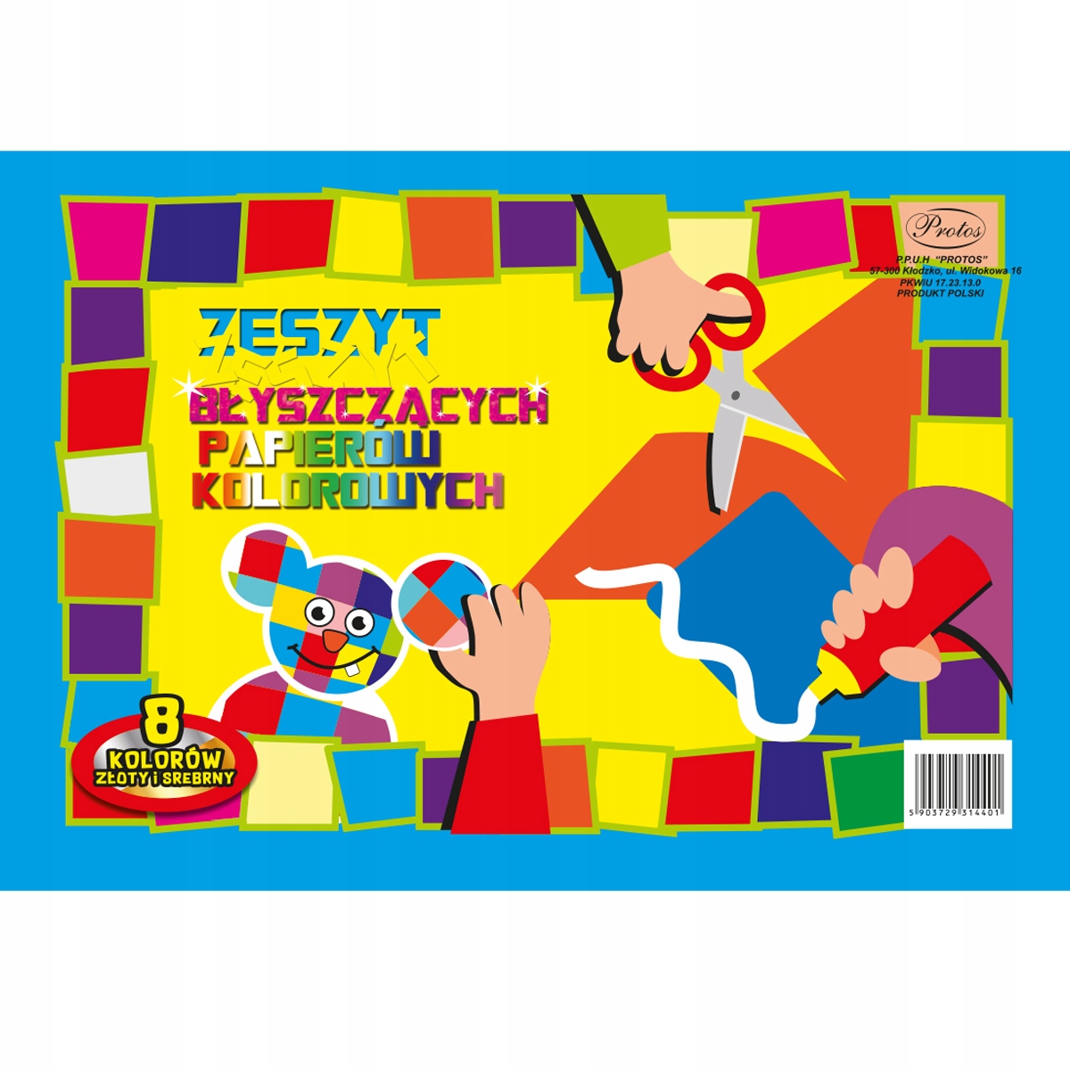 Papier kolorowy A4 Protos 8 arkuszy 1 g/m²
