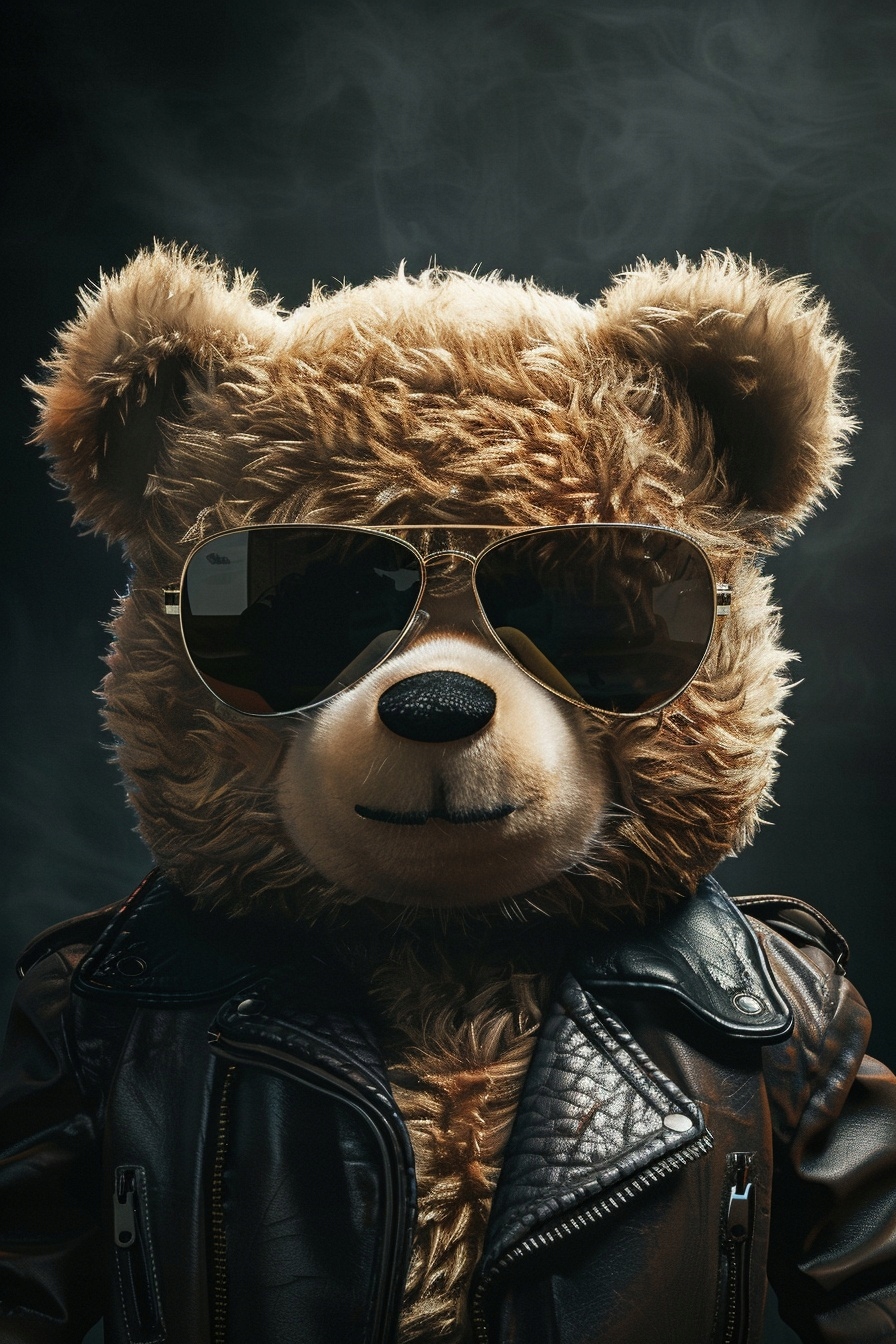 Obraz Na Plátně Canvas Medvídek Rock Biker Brýle Kůže 80x120