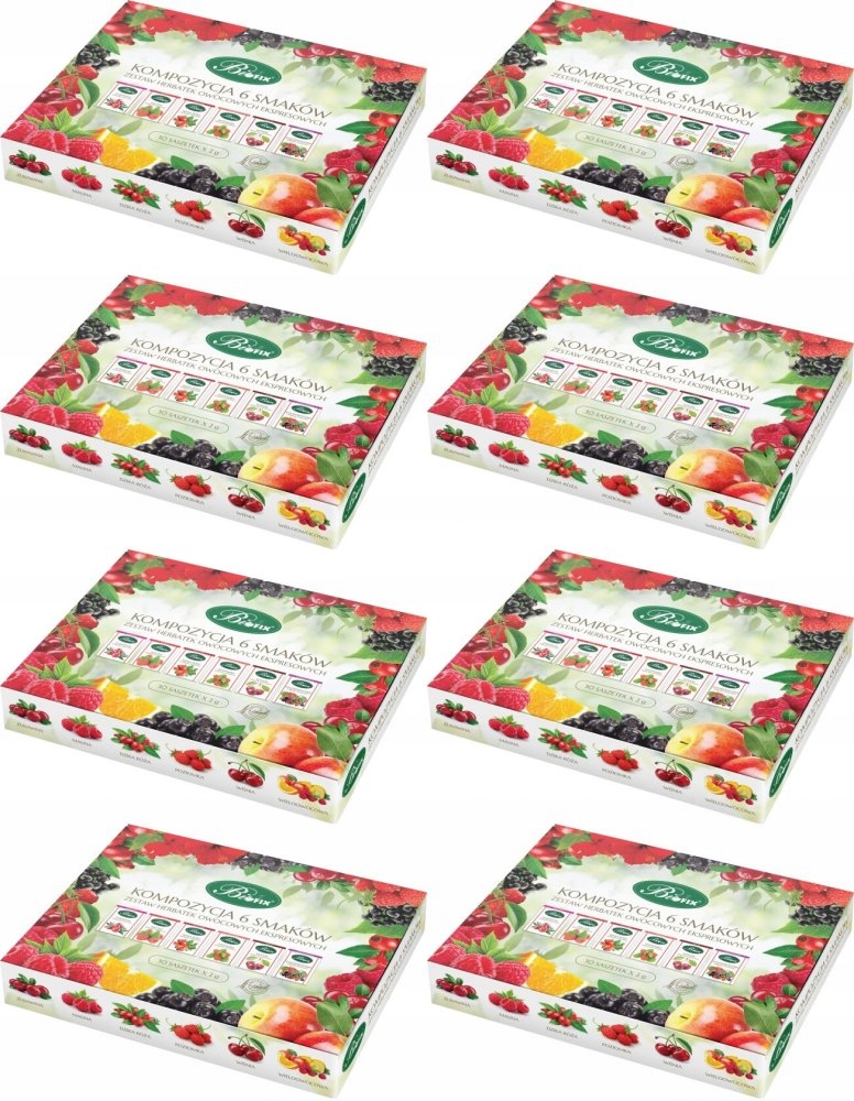 Bifix kompozycja 6 Smaków zestaw Herbat Owocowych ekspresowych 30 Szt x8