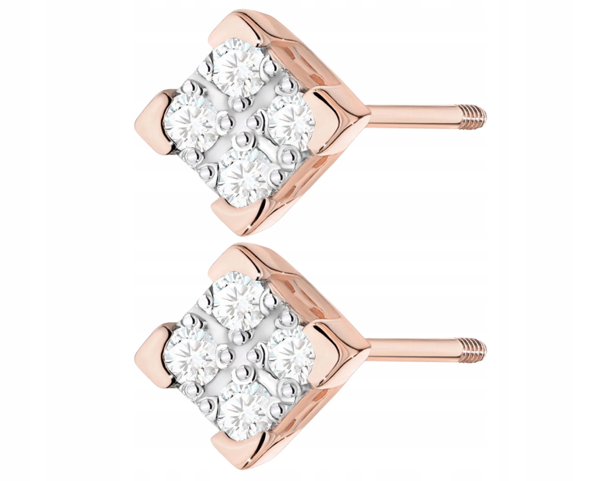 Růžové Zlato Náušnice S Brilianty Na Šroubovacím Nástavci Zlato 585 Dárek