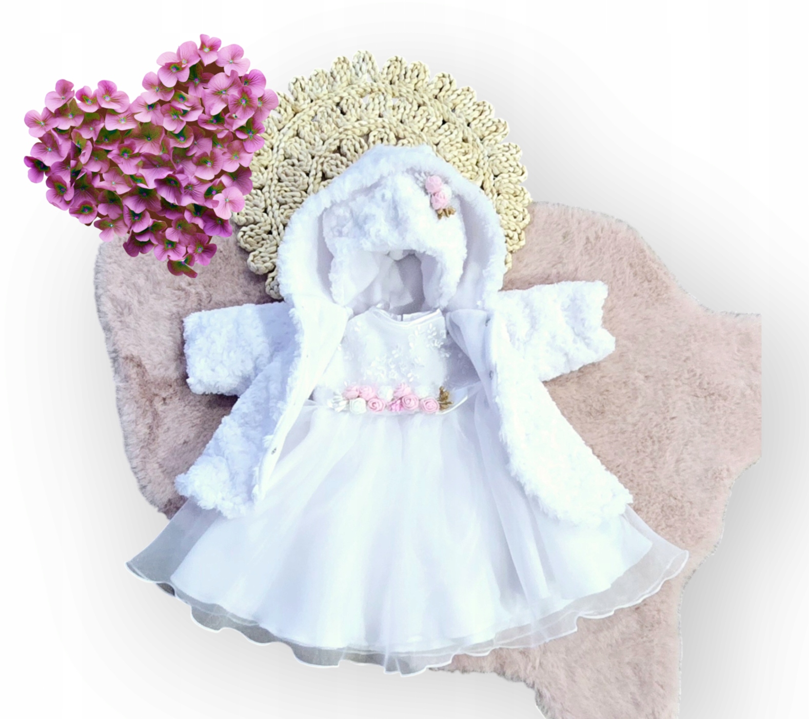 Zimowe UBRANKO do CHRZTU Komplet 80/86 Liwia 4 częściowe