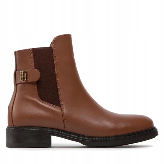 Tommy Hilfiger Kotníkové Boty Leather Flat Boot FW0FW06749 R 36