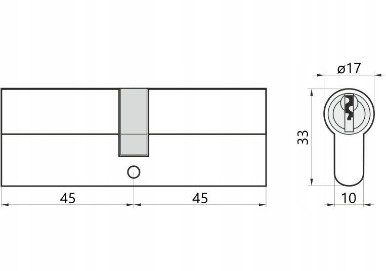 Wkładka do zamka 45/45 M&D Cyklop satyna Rodzaj zamka wkładka do zamka