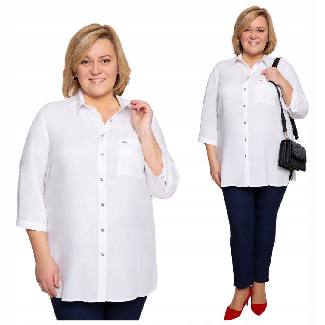 Dlouhá klasická bílá košile s rukávem 3/4 48