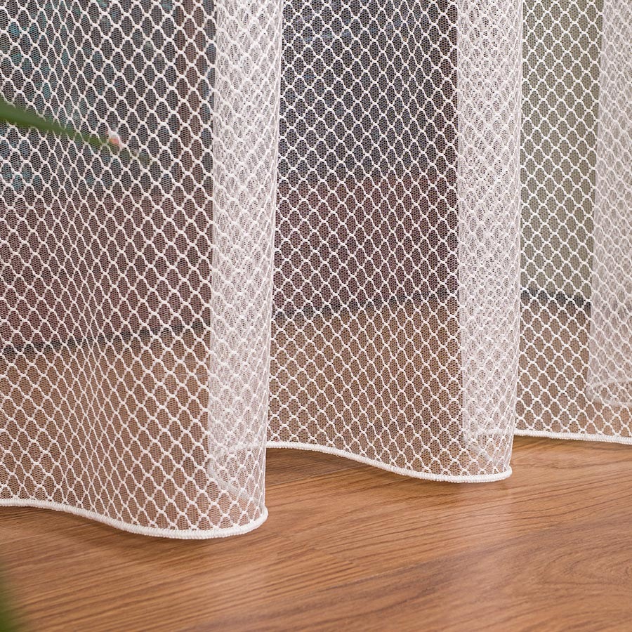 Záclona 475033M Síťka vzor prolamovaná Ecru olověná 250x250cm Šitá S Páskou