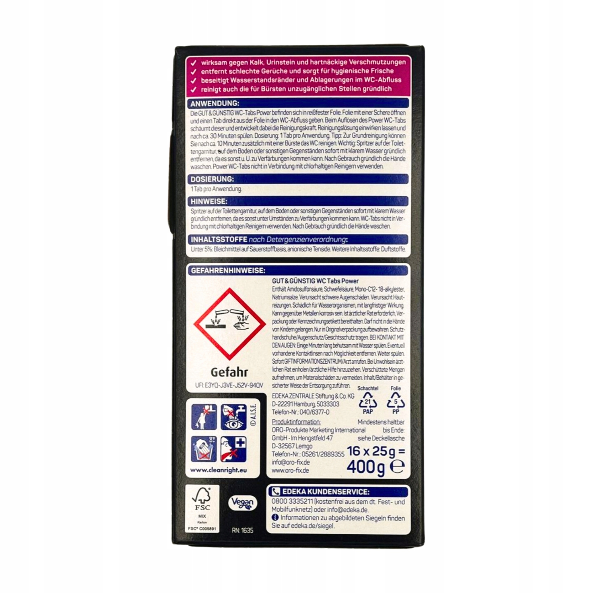 G&G WC Tabs Power Zitronen Tabletki Czyszczące 16 szt. — 14
