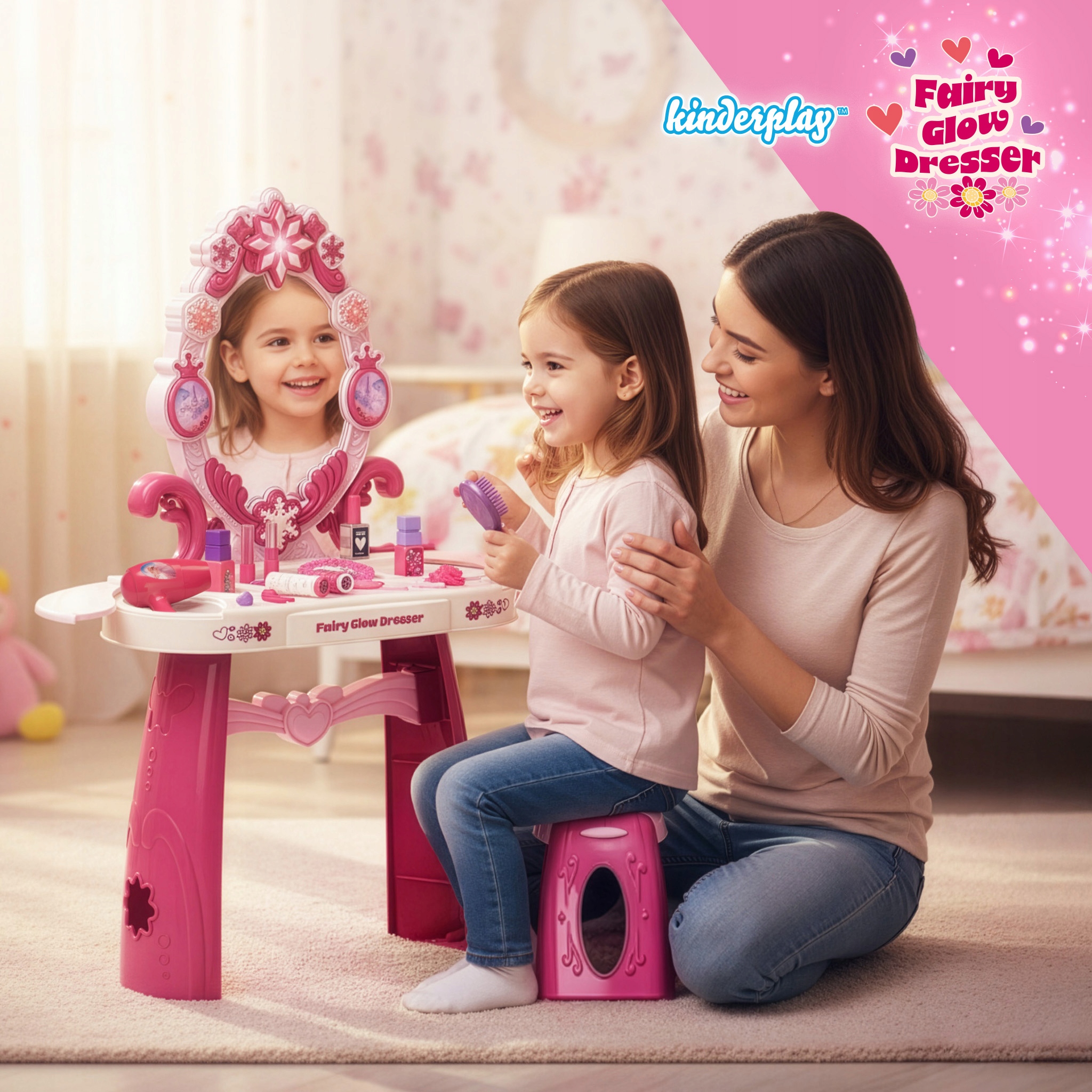 ТУАЛЕТНИЙ СТОЛИК ДЛЯ ДІТЕЙ KINDERPLAY АКСЕСУАРИ СВІТЛО ЗВУК