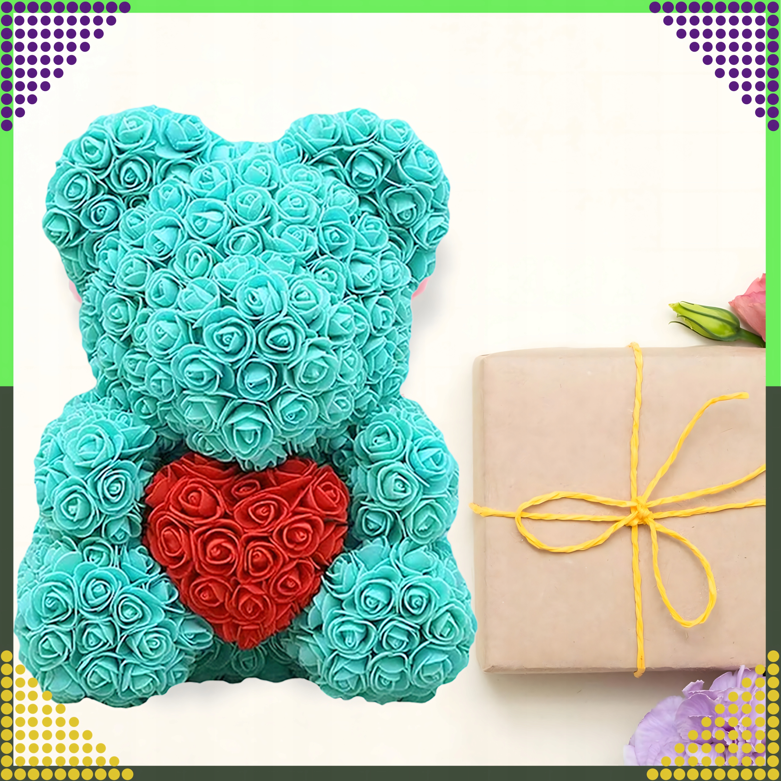 Medvídek z růží Dárek na Valentýna pro maminku a babičku Velká sada růží 40 cm