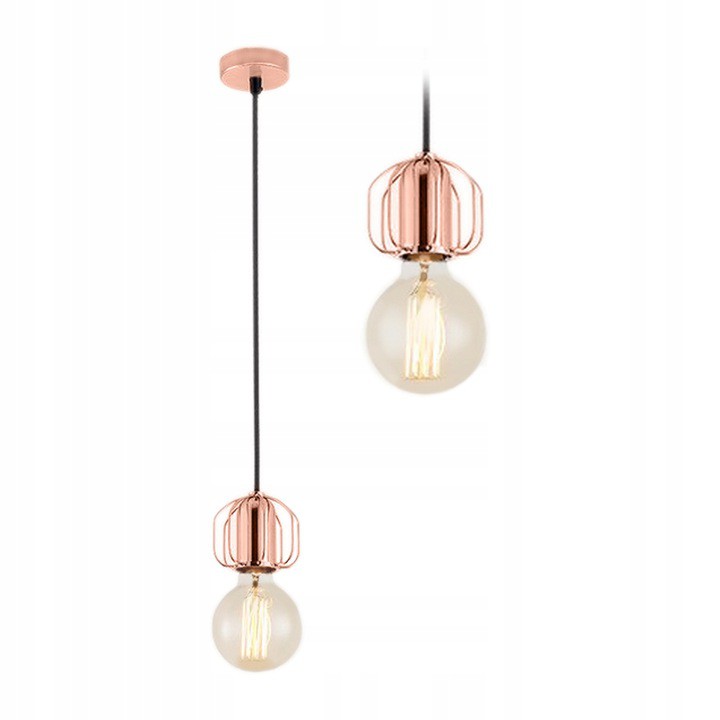 LAMPA SUFITOWA ROSE GOLD WISZĄCA W STYLU LOFT