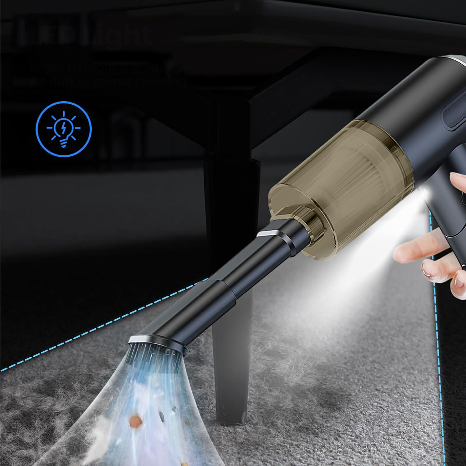 BEZPRZEWODOWY ODKURZACZ RĘCZNY 120W DO SAMOCHODOWY DYWANÓW DOMU Zasilanie akumulatorowe