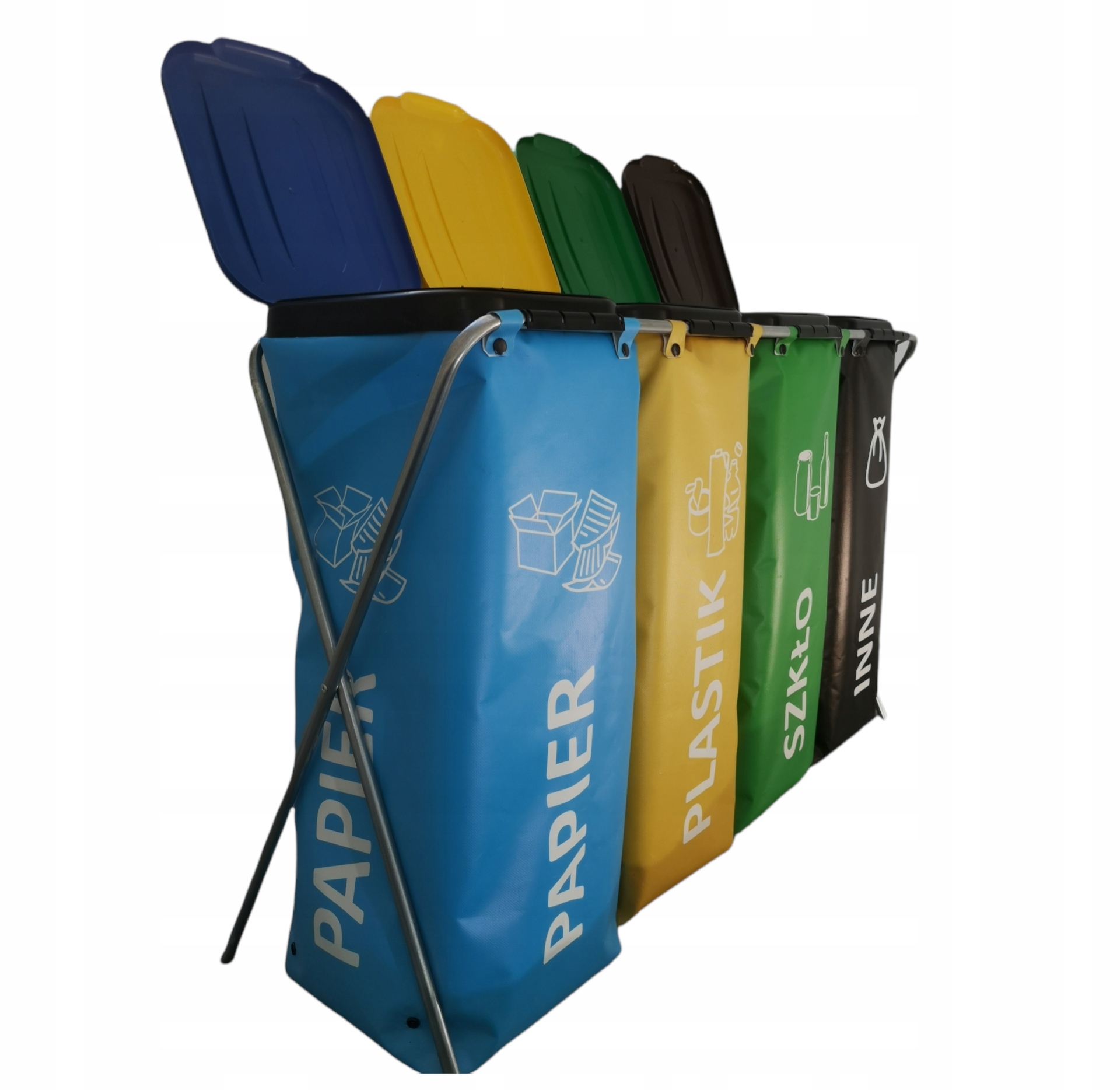 Kosz Stelaż do segregacji odpadów 4 x 120L + Worki Pojemność pojedynczego kosza 120 l