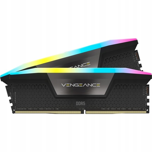 CORSAIR DDR5, 5200MT/s 96GB 2x48GB DIMM, 38-38-38-84, XMP 3.0, VENGEANCE RGB DDR5 Black Heatspreader, RGB LED, 1.25V — 3