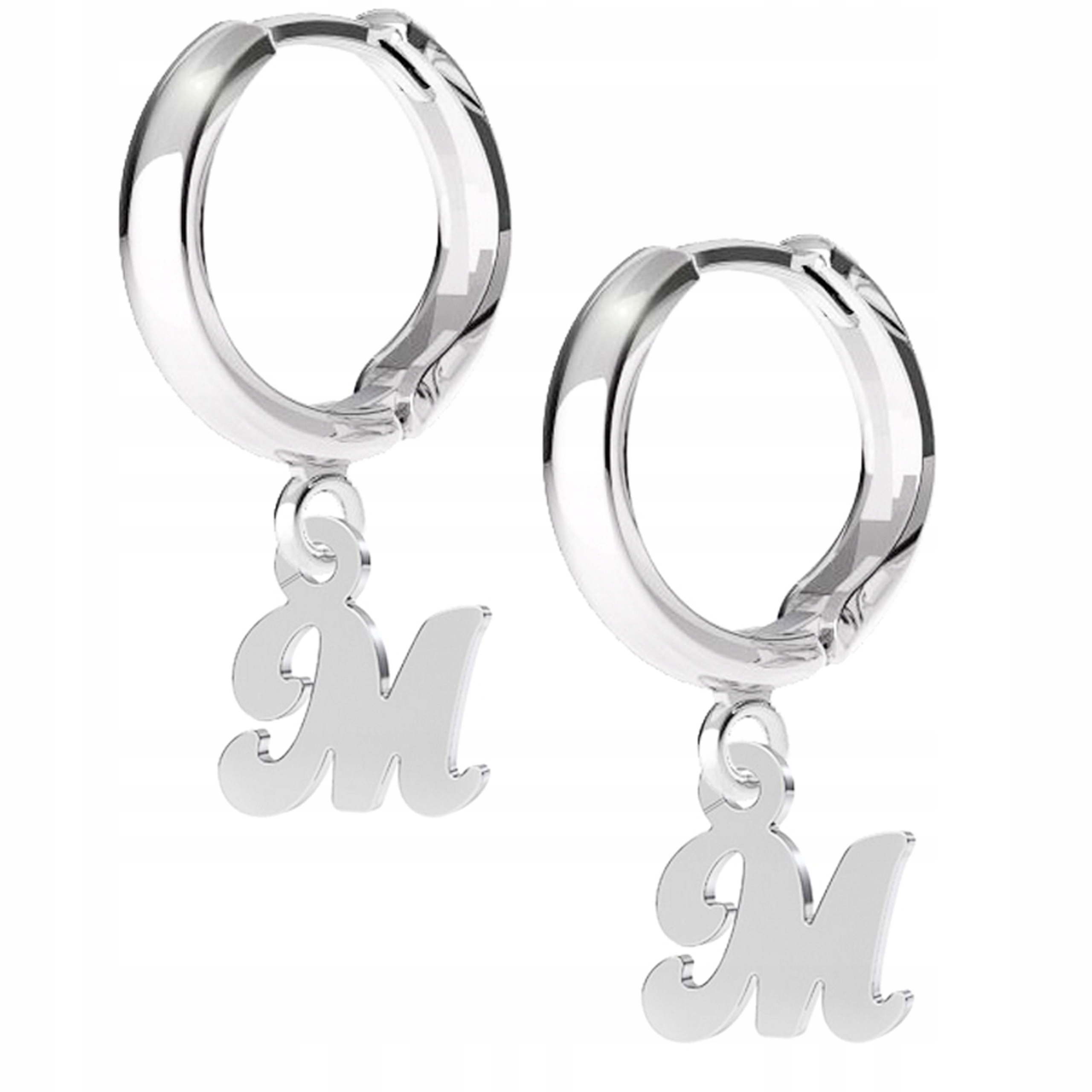 Kolczyki srebrne Literka M 925