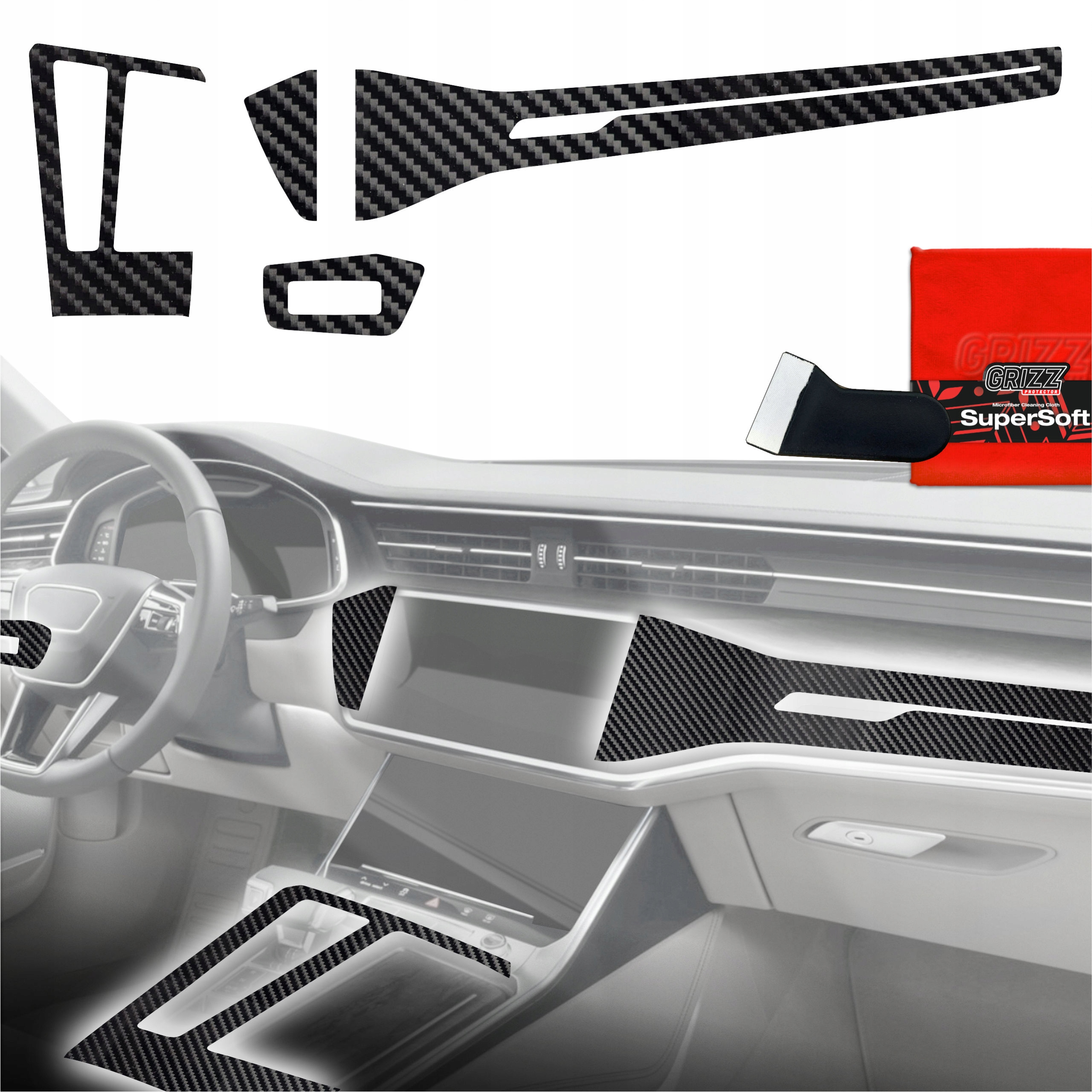 Fólie do interiéru Audi S7 C8 (2018-2025) Grizz 4v1 Karbonová lesklá