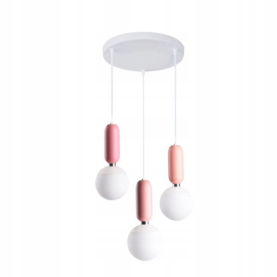 

Lampa Wiszaca Pokoju Dziecka Rubi 3 Biało-różowa