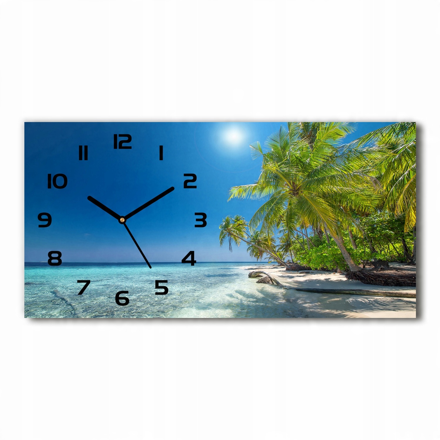 

Zegar ścienny szklany cichy Malediwy plaża 60x30cm