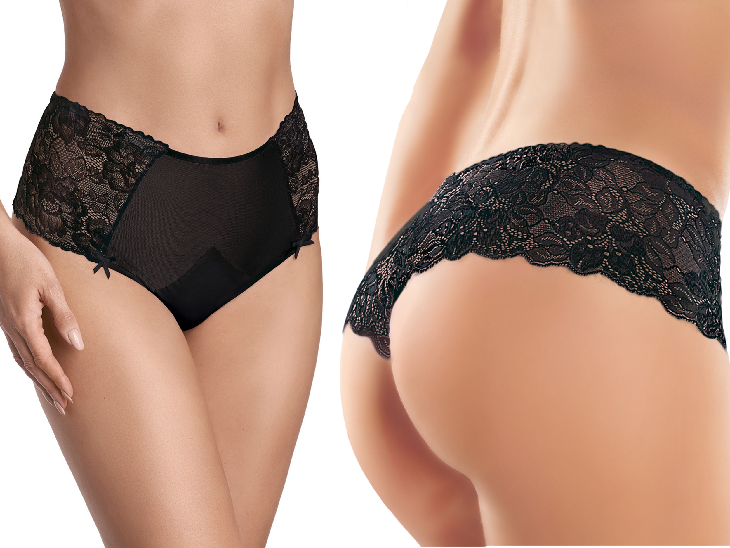 

Ewana 079 Koronkowe Szorty Biodrówki Czarny L