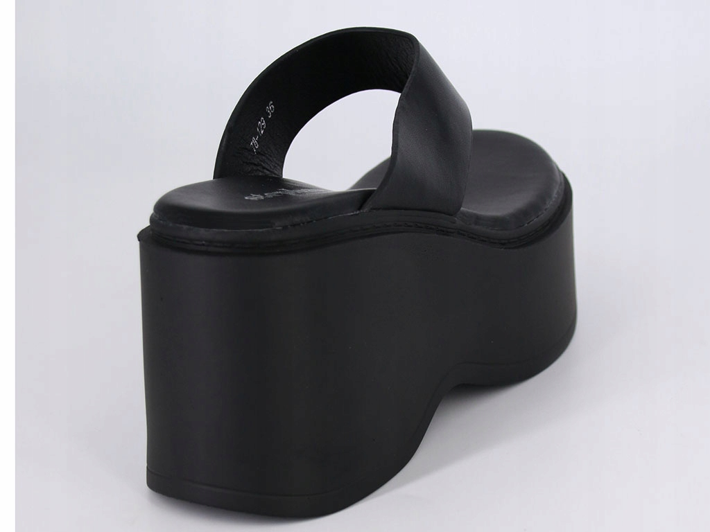 JAPONKI KLAPKI NA WYSOKIEJ PLATFORMIE CZARNE BUTY LETNIE DAMSKIE 39 Wzór dominujący bez wzoru