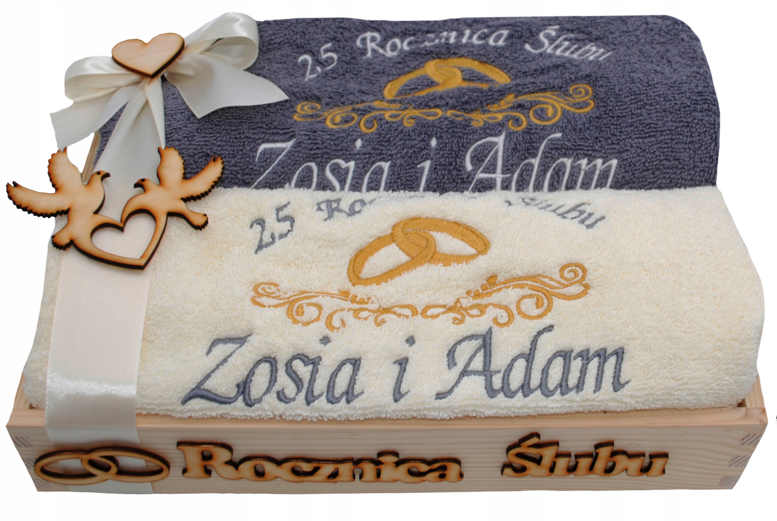 PREZENT na Rocznicę Ślubu złote gody ręczniki HAFT Marka inna