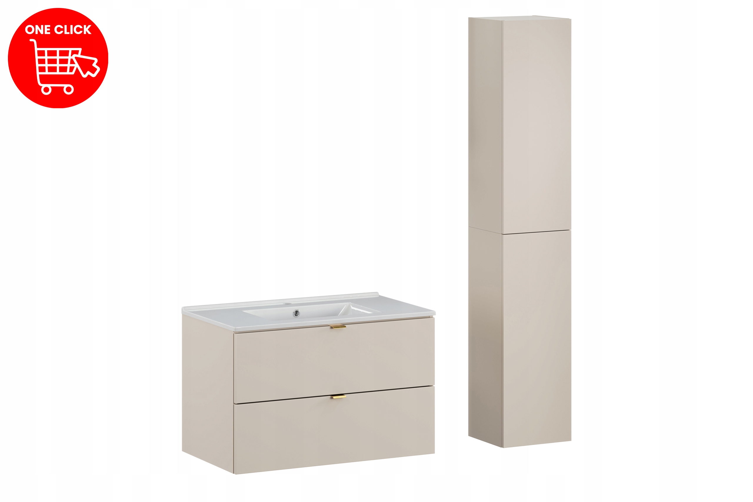 Koupelnový nábytkový set 80 cm s umyvadlem Lava a vysokou skříňkou