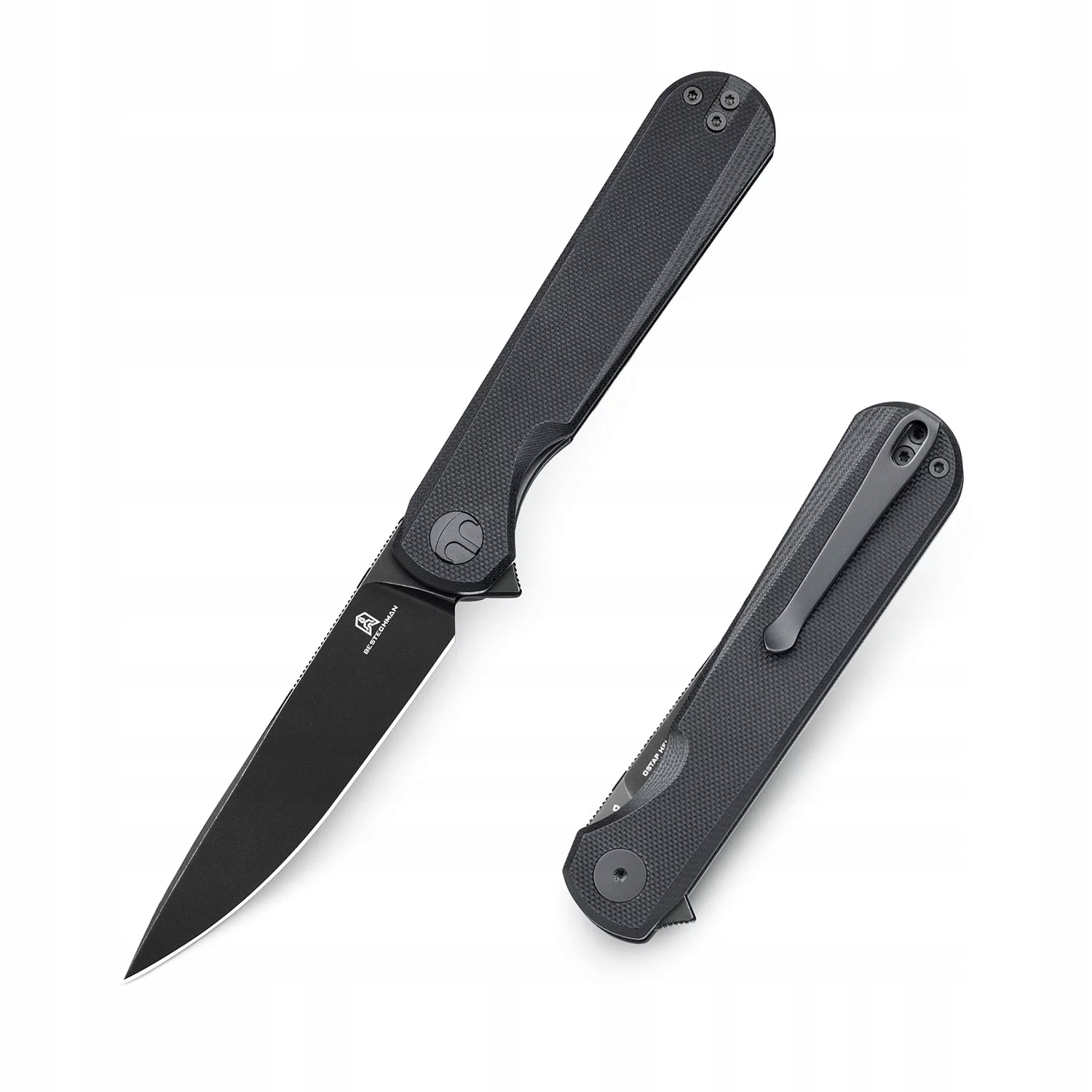 Nůž Bestechman Flick Liner Lock Black Stonewashed Pvd D2 Black G10