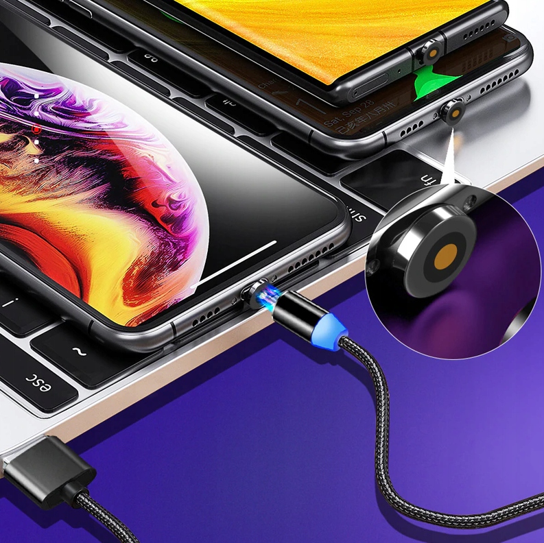 KABEL MAGNETYCZNY ŁADOWARKA 3w1 iphone micro USB C Marka Inna