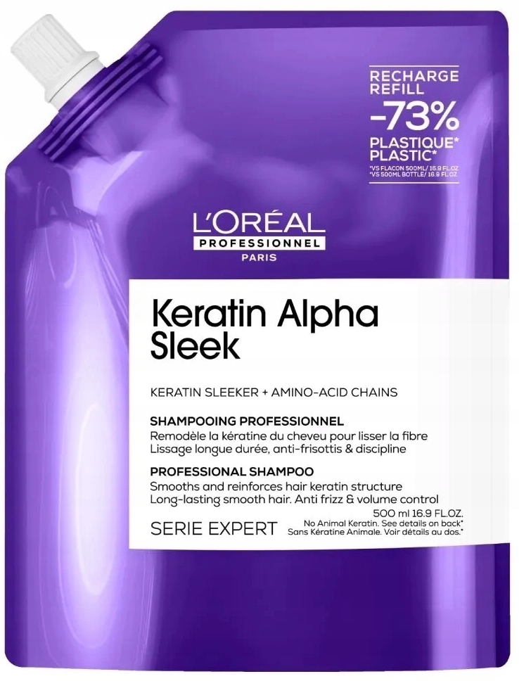 L'Oréal Keratin Alpha Sleek szampon do włosów uzupełnienie 500 ml
