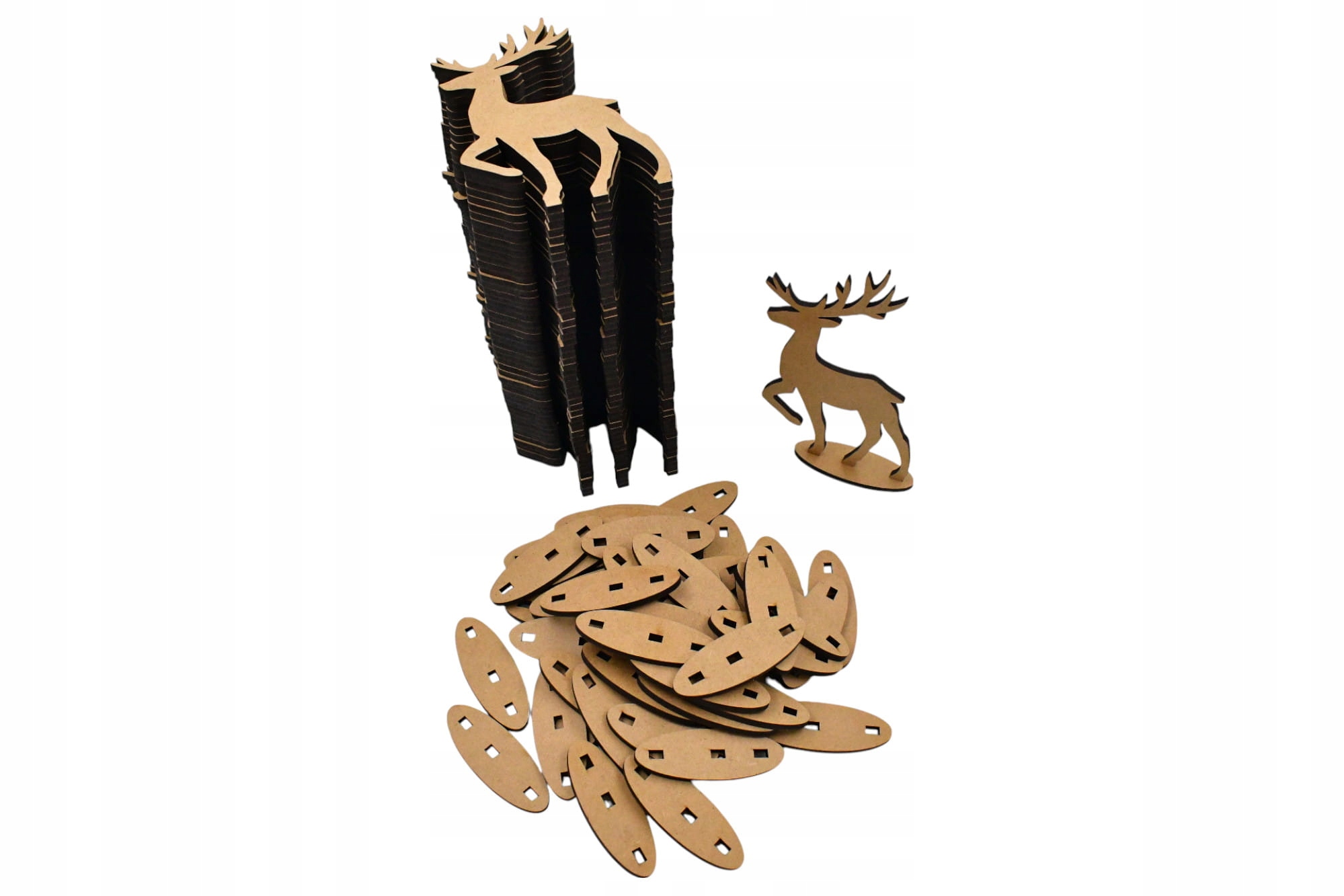Jelen Jelen Dřevěný Mdf 50 Ks na podstavci Svatý les Diy