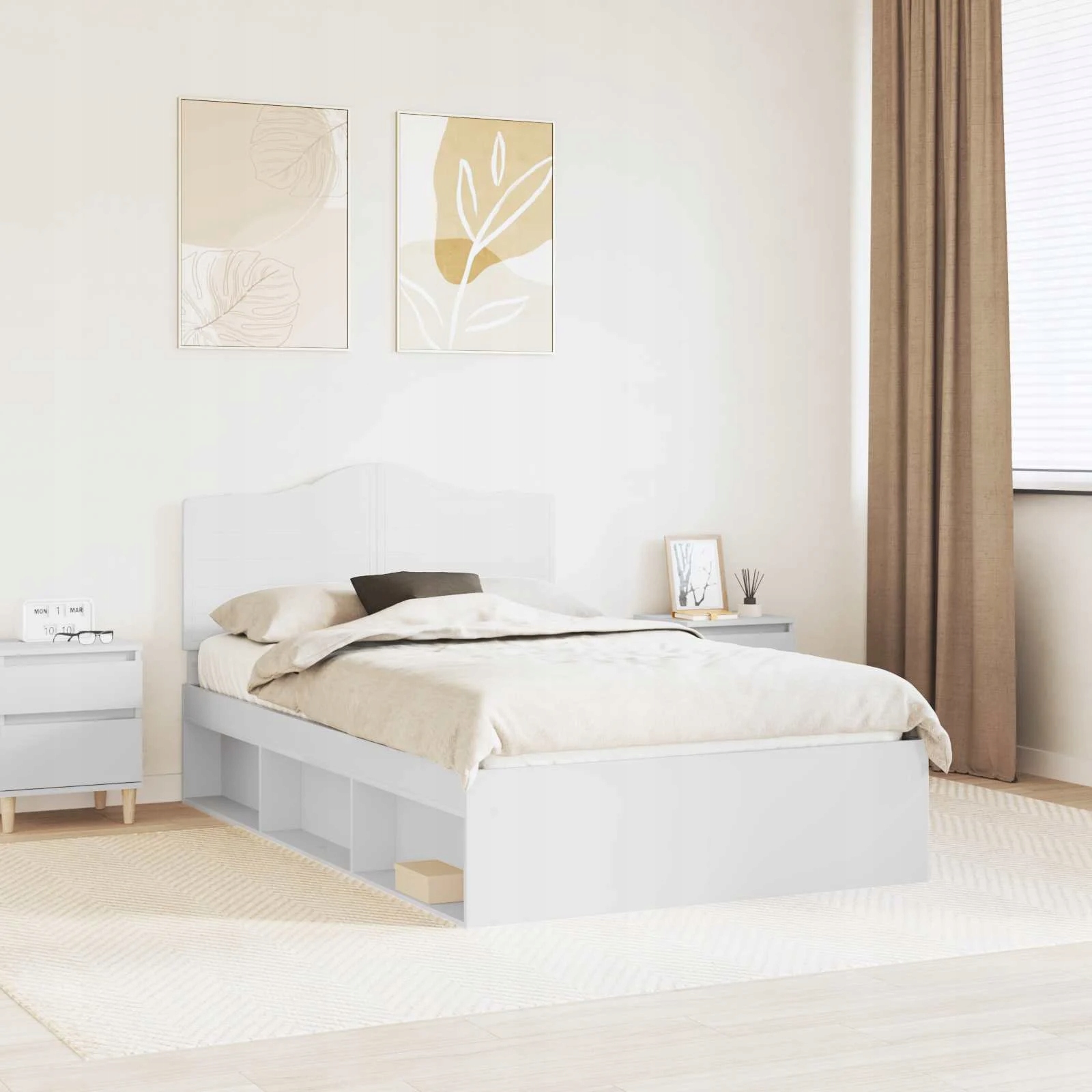 vidaXL Rám postele s čelo Bílá 120 x 190 cm Masivní borové dřevo