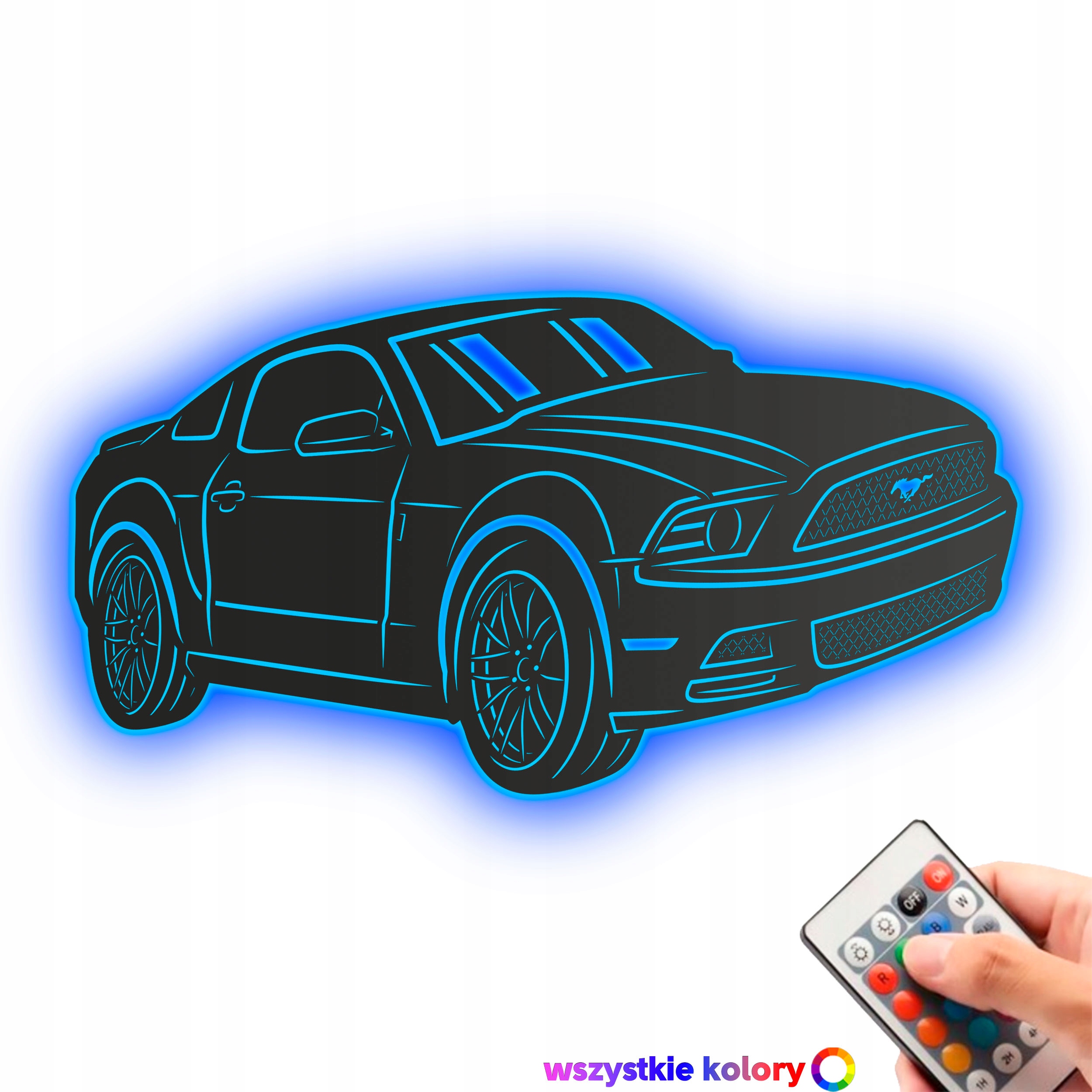 Drevený obraz Ford Mustang 5.0 Gt Dekorácia Darček Nočná Lampa Led XL