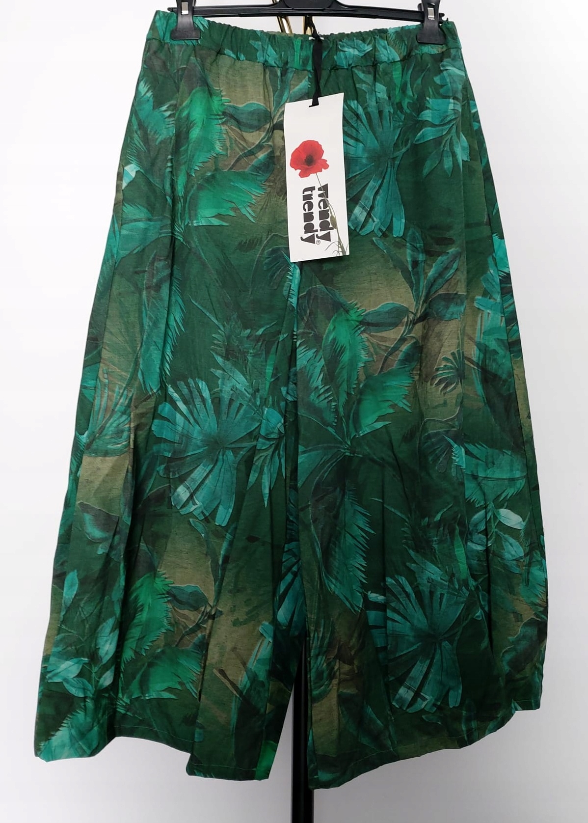 Wendy Trendy spodnie kuloty Uni 42/44/46 XXL bawełna zielone monster Italia