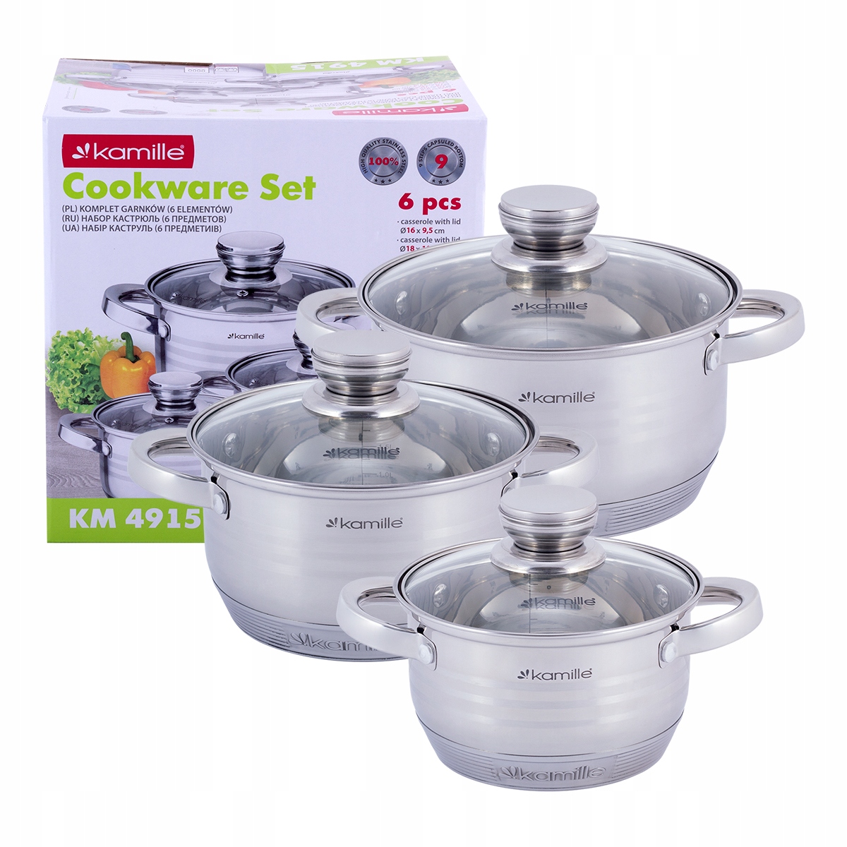 Komplet Sada Hrnců S Poklicí Ocel Kamille