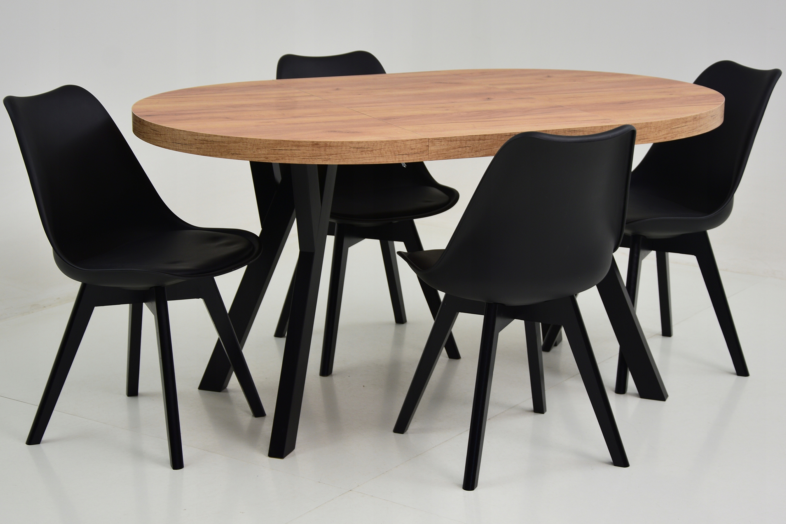 Skandynawski zestaw STÓŁ ROZKŁADANY do 2m DĄB CRAFT i 4 krzesła Z PODUSZKĄ Marka Grande Meble