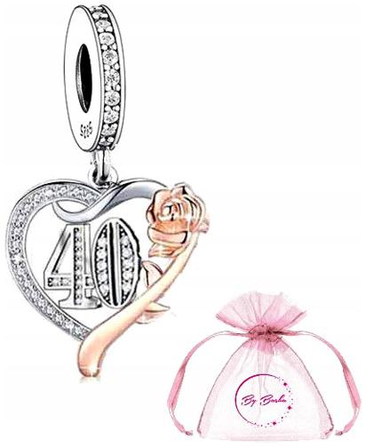 

Charms Zawieszka 40 Urodziny Rocznica srebro s925
