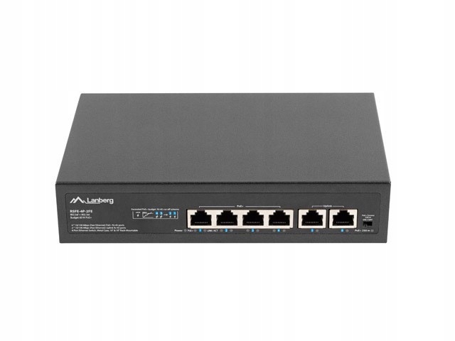 Lanberg Switch Poe+ Rack 10"/19" (4X 100MB/S Poe+, 2X 100MB/S)