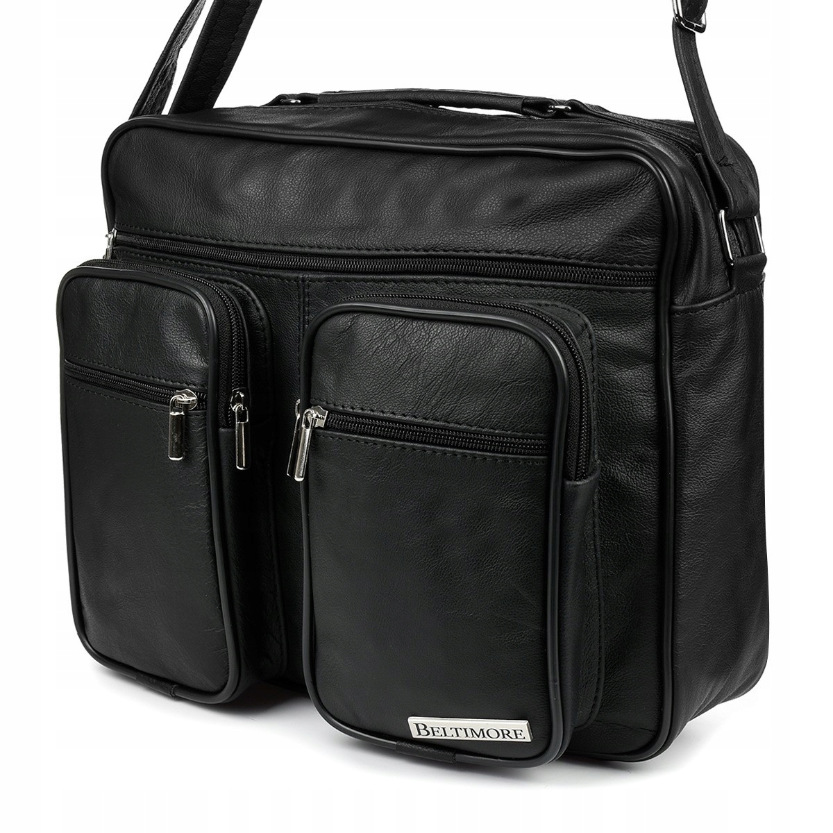 Velká prémiová kožená taška do školy, černá Beltimore G69