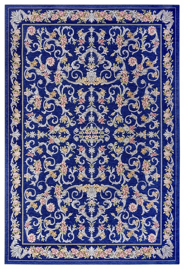 Koberec do obývacího pokoje 120x180 cm, protiskluzový, univerzální, šenilová modrá barva