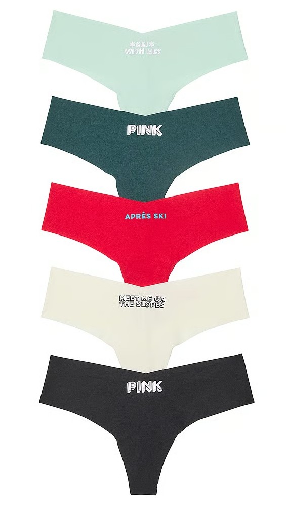 Sada 5 x bezešvé tanga Victoria's Secret Pink mix Xs