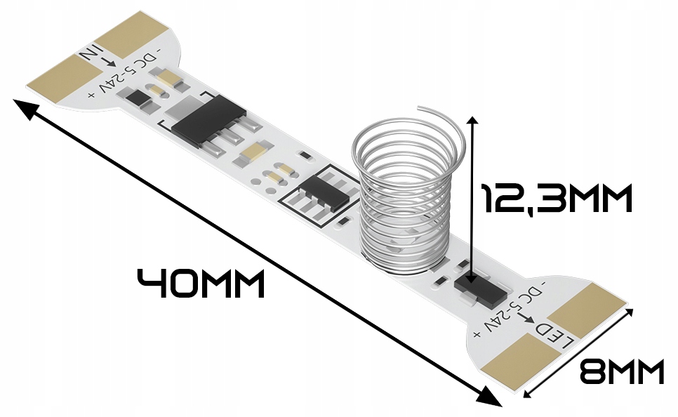 Włącznik do Taśm LED ściemniacz bez lutowania Typ sterownik