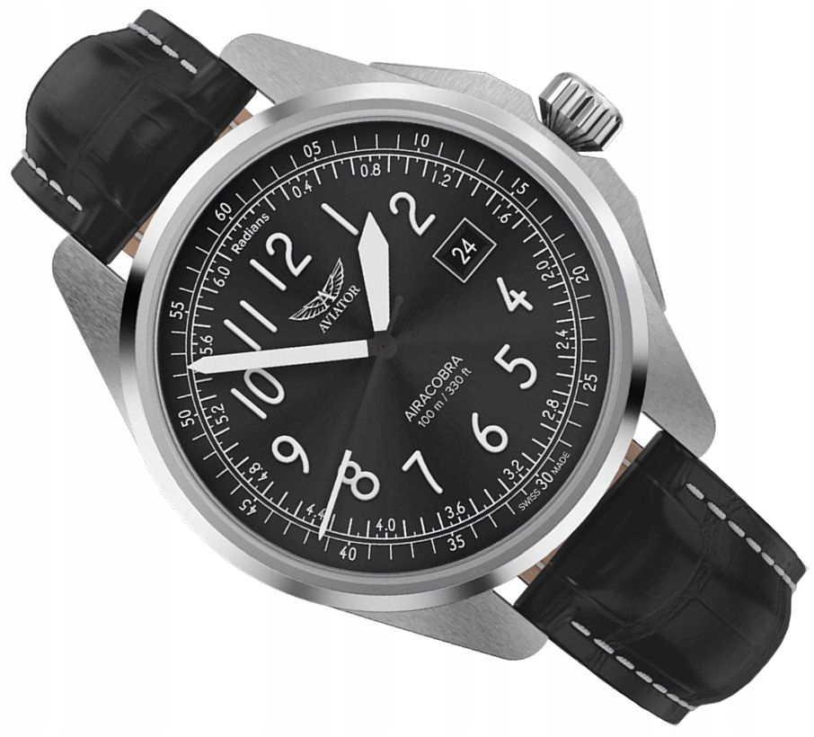 Švýcarské Pánské Hodinky Aviator V.1.38.0.322.4 Airacobra 43 Černé Pilot