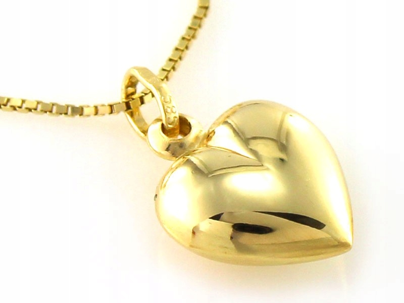 Zlatý přívěsek 585 hladké srdíčko 3D bez kamenů, srdíčko jako dárek
