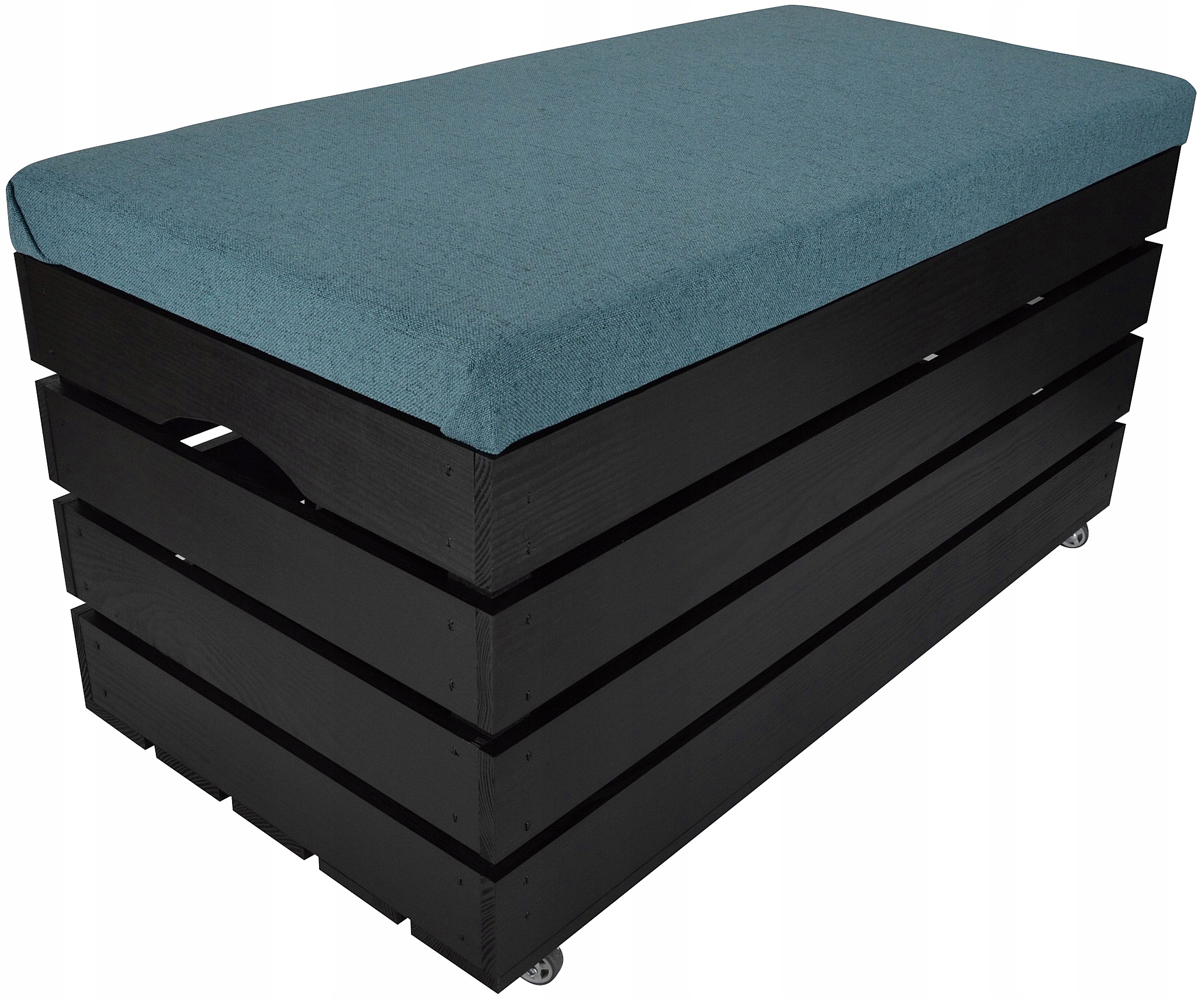 SKRZYNIA SOSNOWA Z KÓŁKAMI SIEDZISKO PUFA POJEMNIK