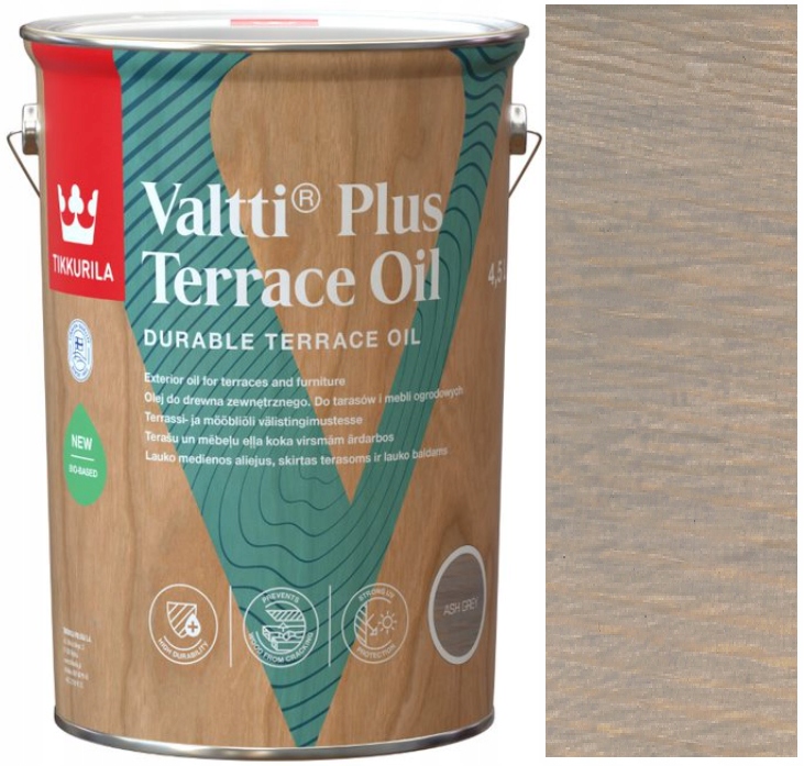 TIKKURILA VALTTI PLUS TERRACE OIL 4,5L ASH GREY (6408070144718) • Cena ...