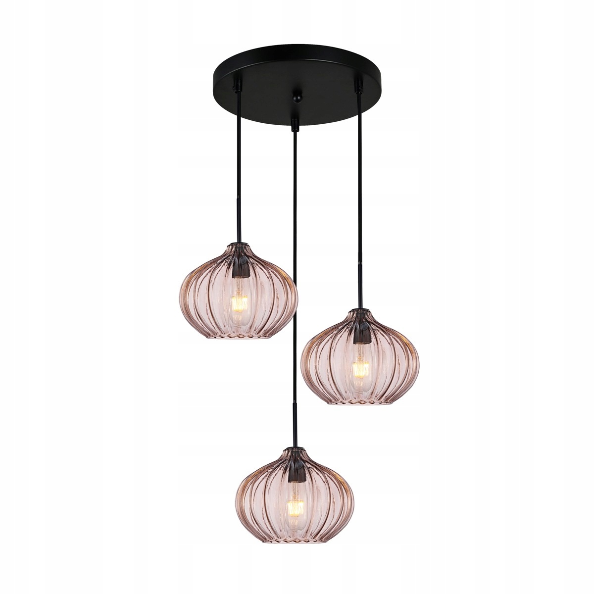 Pansol PND-2940-3AS-BK-CF Moderná závesná lampa s tromi tienidlami