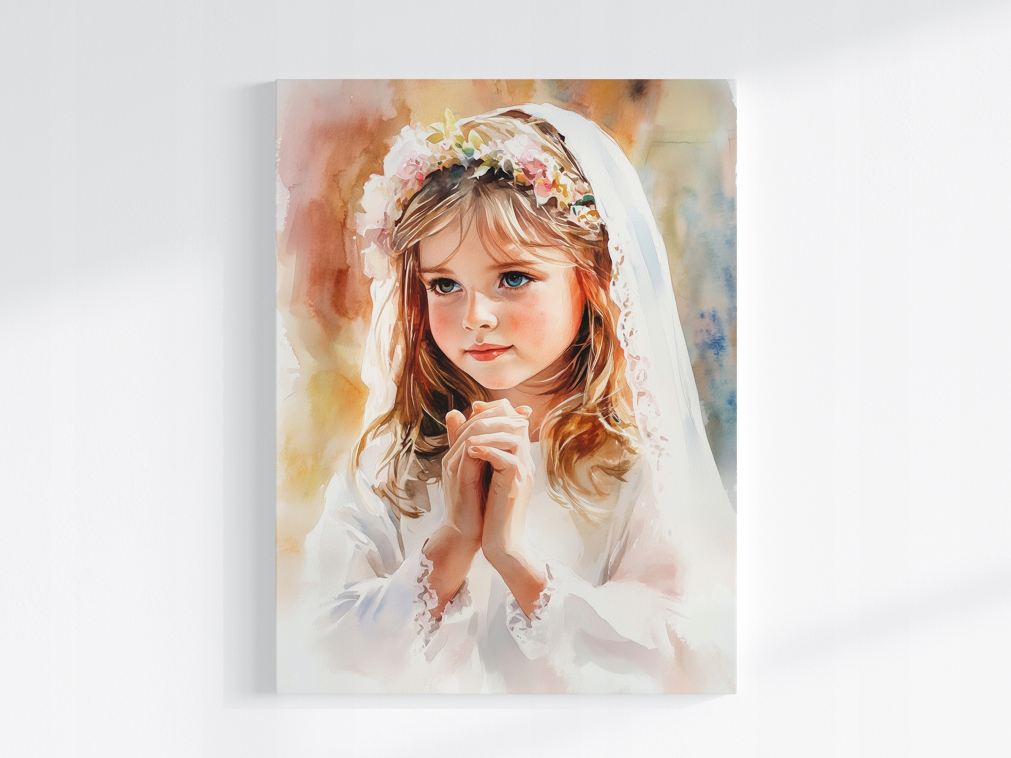 Obraz Na Plátně Canvas Dívka První Svaté Přijímání Závoj Akvarel 75x100