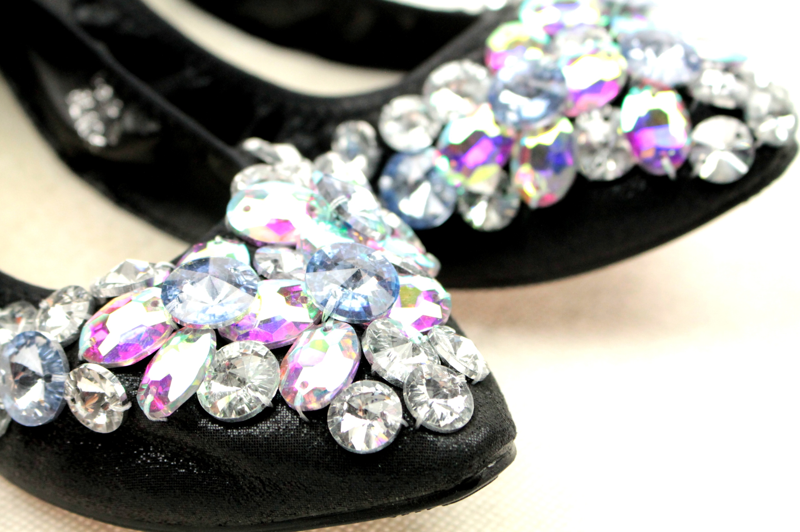 Baleriny Seastar C87P 37 Czarne KRYSZTAŁKI Wzór dominujący bez wzoru