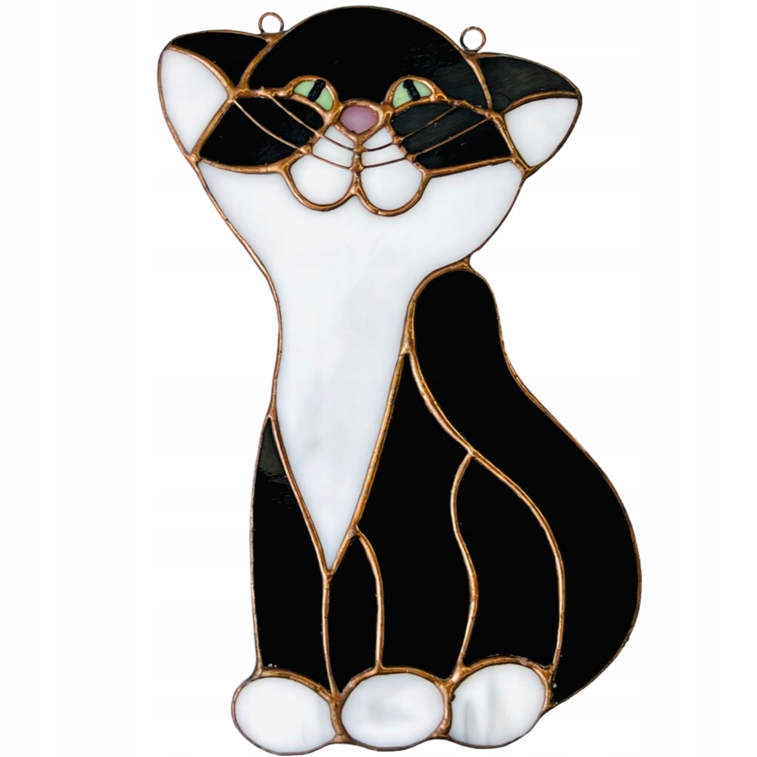 Kotě vitrážová ozdoba figurka na dárek řemesla skleněná kočka na okno