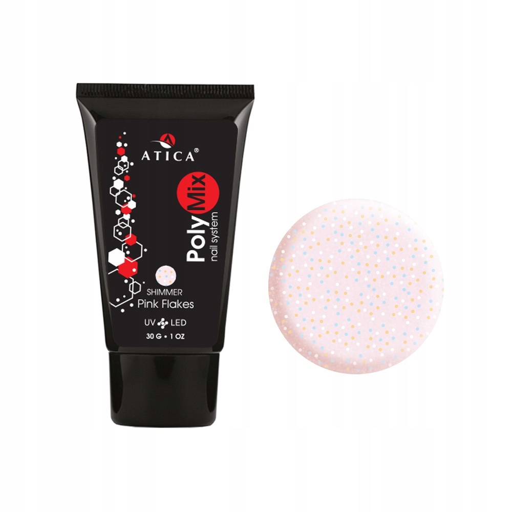 Polymix Pink Flakes Shimmer, Polygel akrylożel budujący