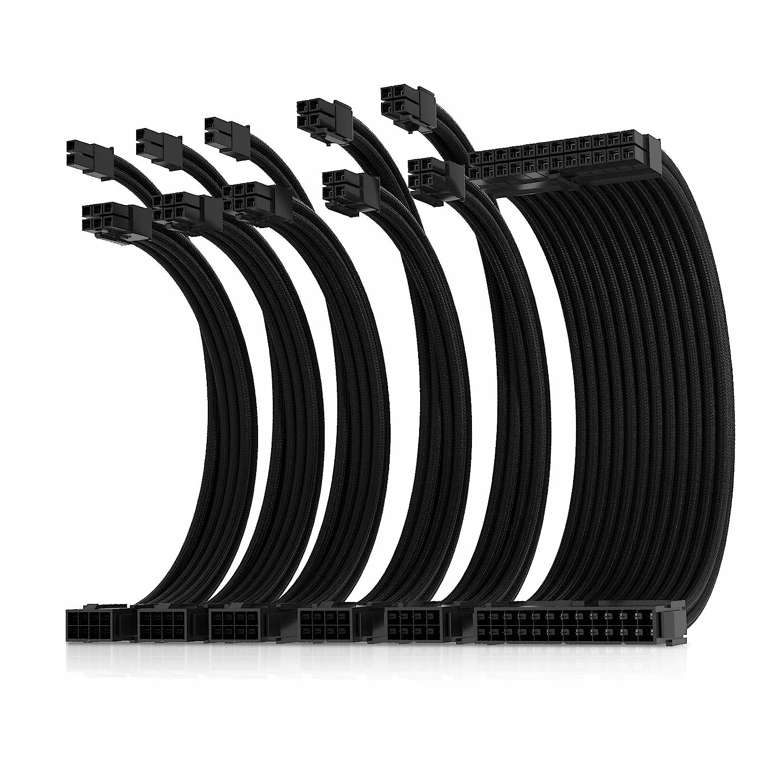 Zestaw czarnych przedłużaczy do zasilacza Atx 6 Kit 16 Awg Pc AsiaHorse